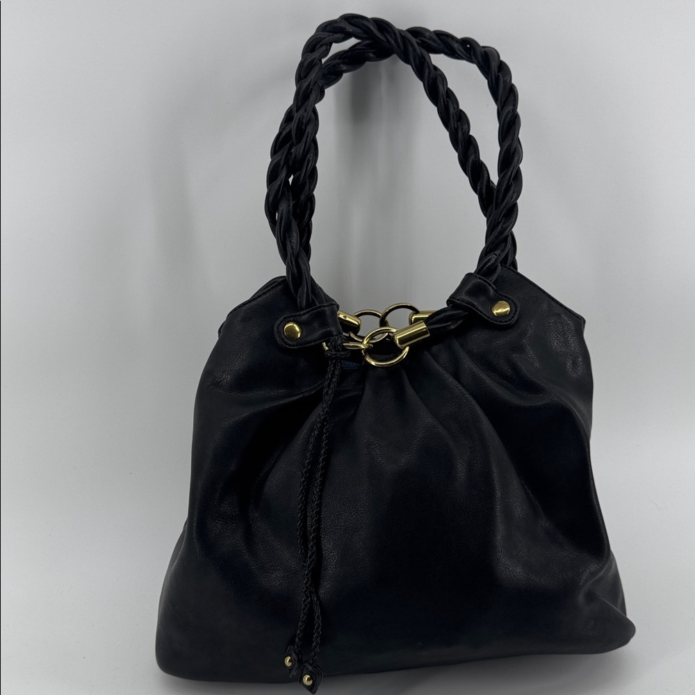 RELIC Soft Leather Shoulder Bag Black Leather with Gold Accents Timeless Staple